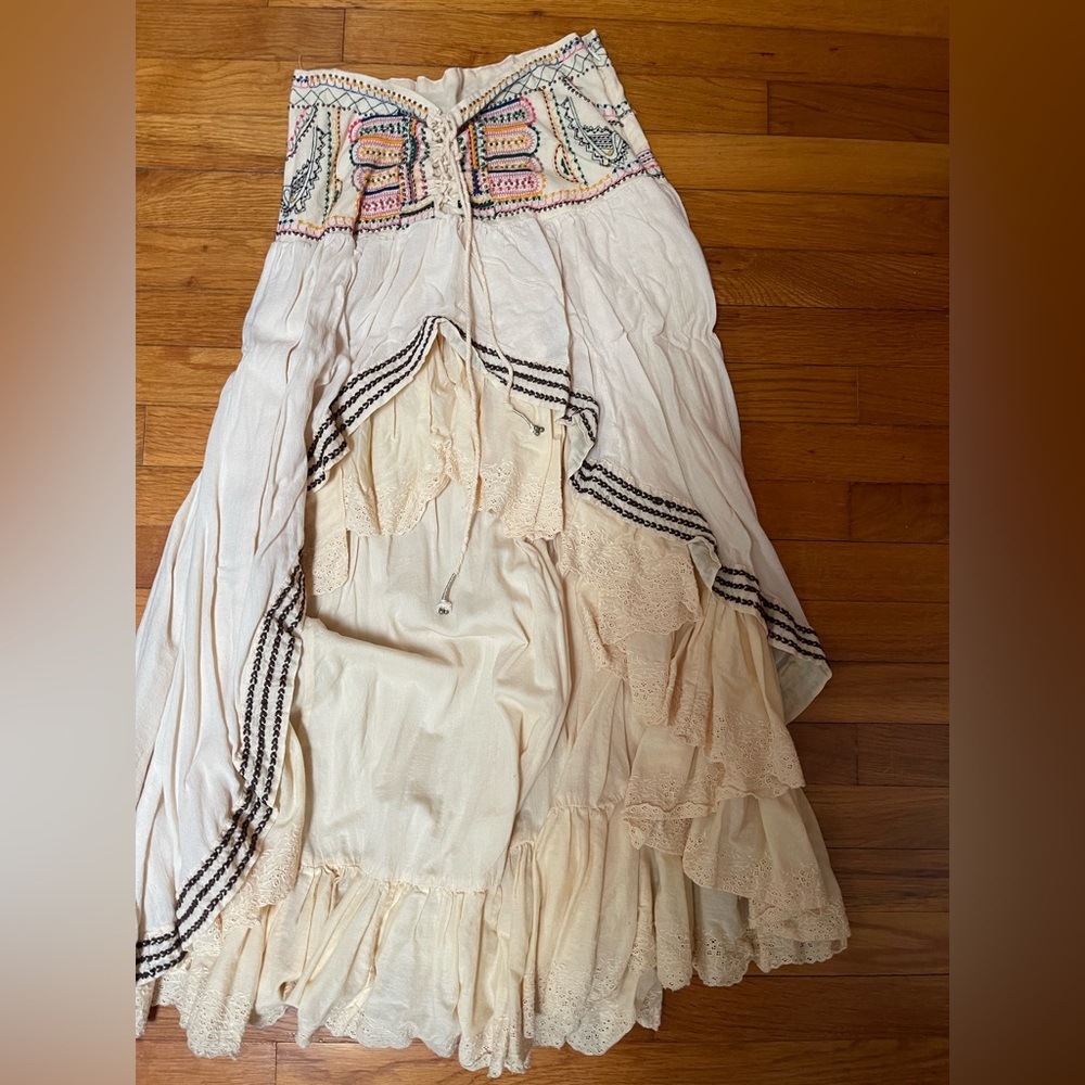 Do Not Buy Embroidered Free People Cream Skirt Rises in the East